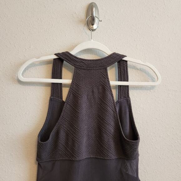 Free People Size Small Gray Textured Mesh Bodycon Mini Dress - Picture 9 of 13